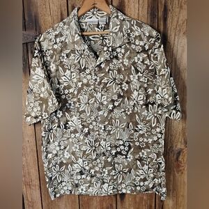 Vintage White Sierra Tropical Men's Shirt Sz L Button Down 100% Cotton Floral...